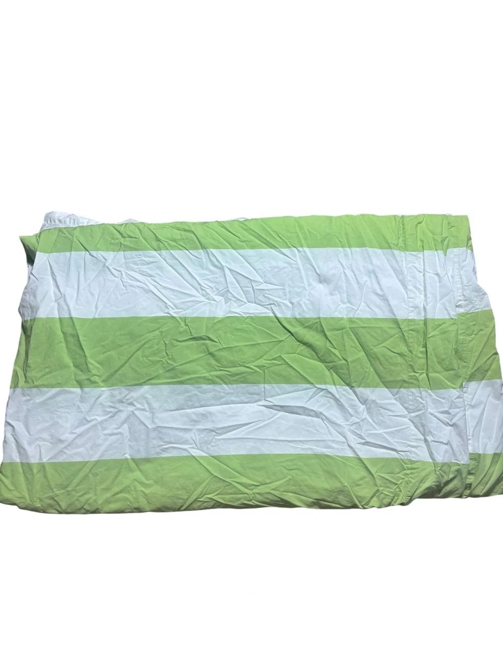 Pottery barn kids twin duvet cover green white striped organic cotton